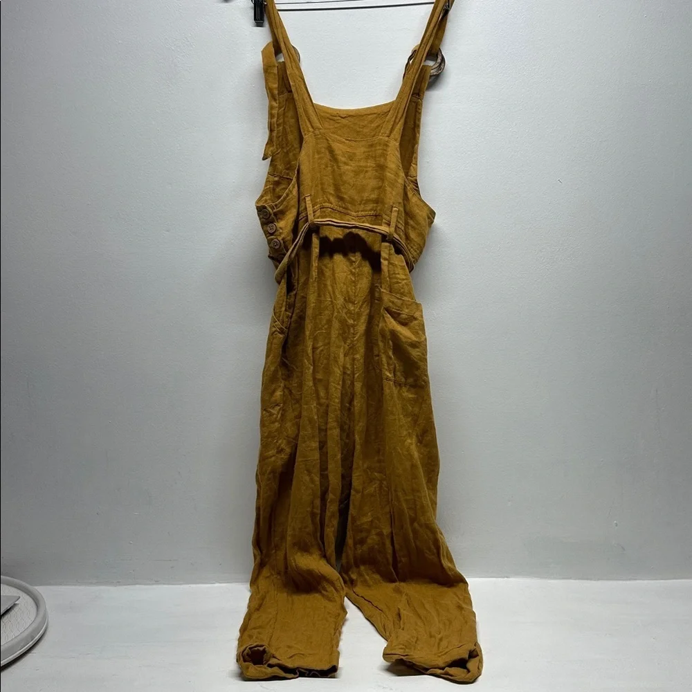 Free People Coladas All Day Linen One Piece Overalls Jumpsuit Sleeveless Small